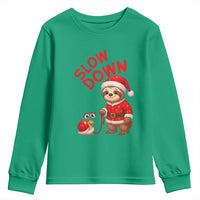 Funny Sloth Snail Christmas Youth Sweatshirt Slow Down Xmas - Wonder Print Shop