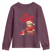 Funny Sloth Snail Christmas Youth Sweatshirt Slow Down Xmas - Wonder Print Shop