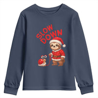 Funny Sloth Snail Christmas Youth Sweatshirt Slow Down Xmas - Wonder Print Shop