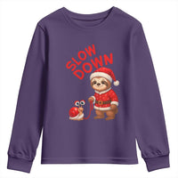 Funny Sloth Snail Christmas Youth Sweatshirt Slow Down Xmas - Wonder Print Shop