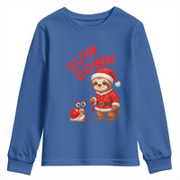 Funny Sloth Snail Christmas Youth Sweatshirt Slow Down Xmas - Wonder Print Shop