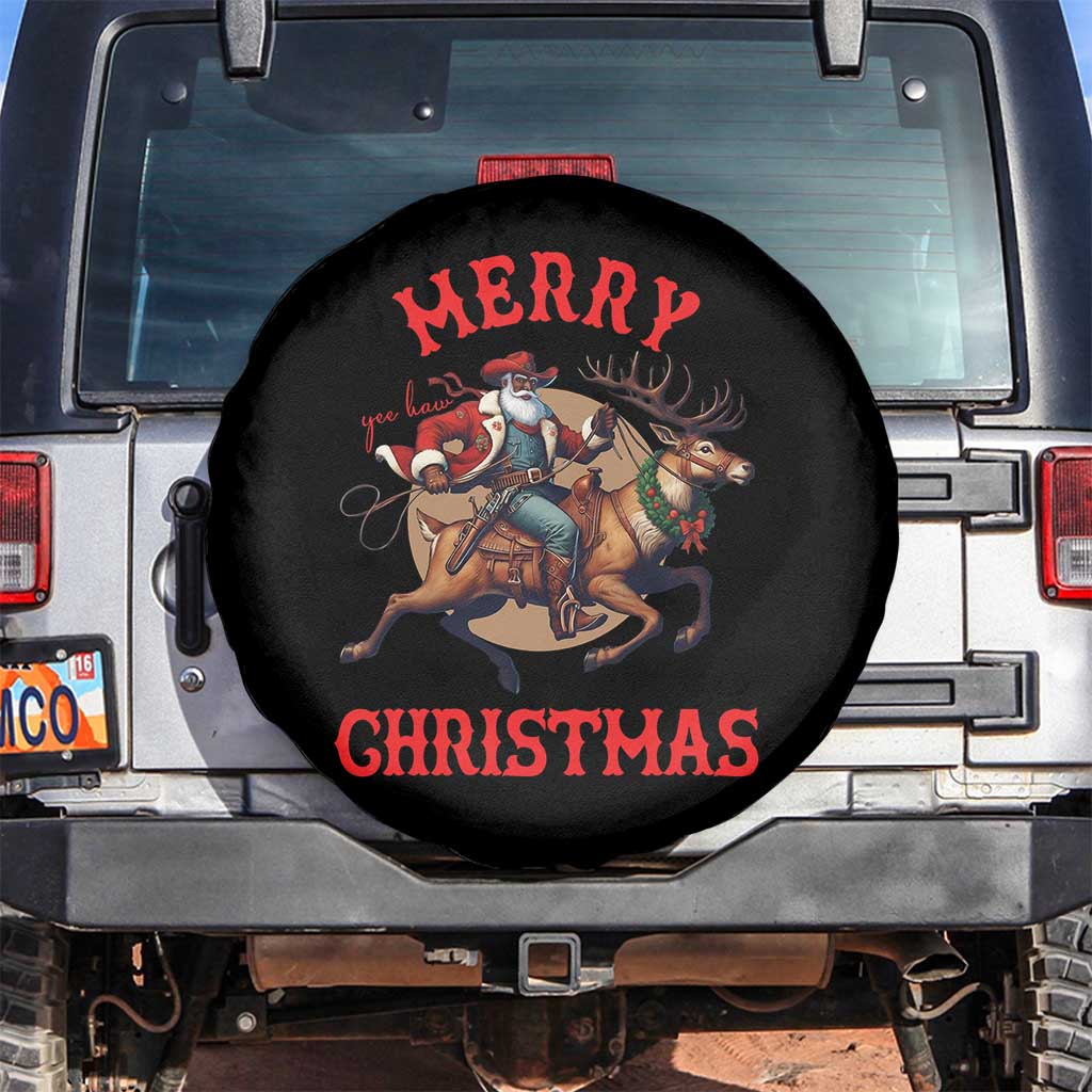 Black Santa Claus Spare Tire Cover African American Cowboy Christmas - Wonder Print Shop