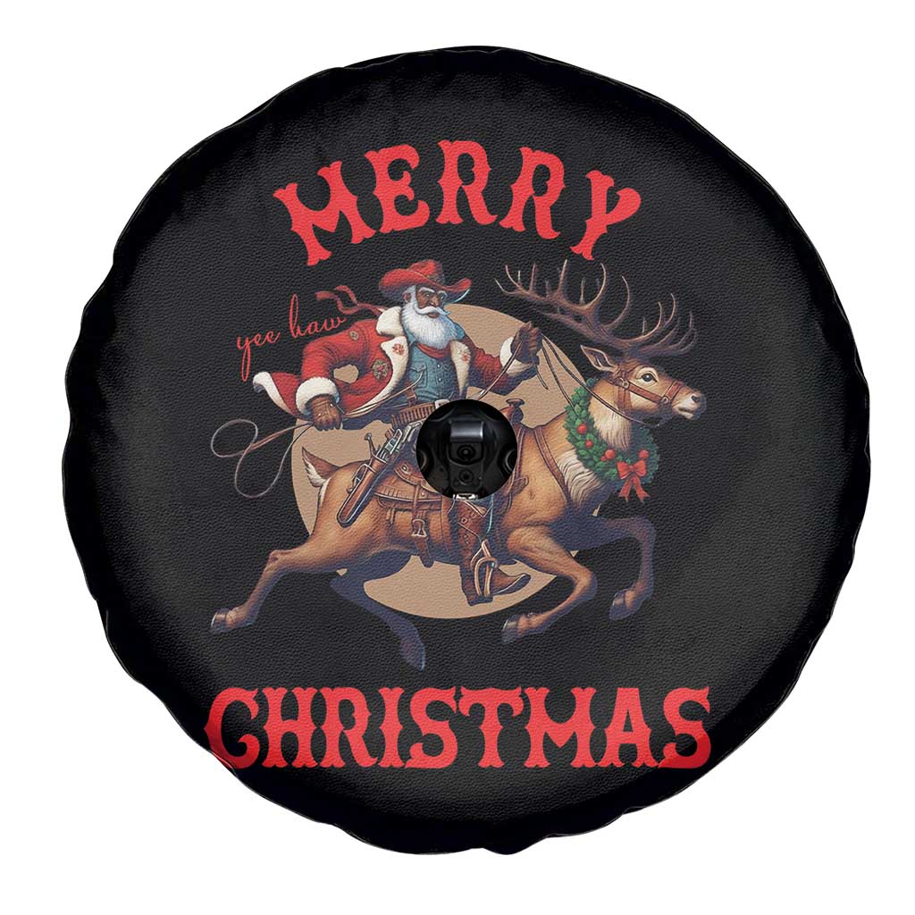 Black Santa Claus Spare Tire Cover African American Cowboy Christmas - Wonder Print Shop