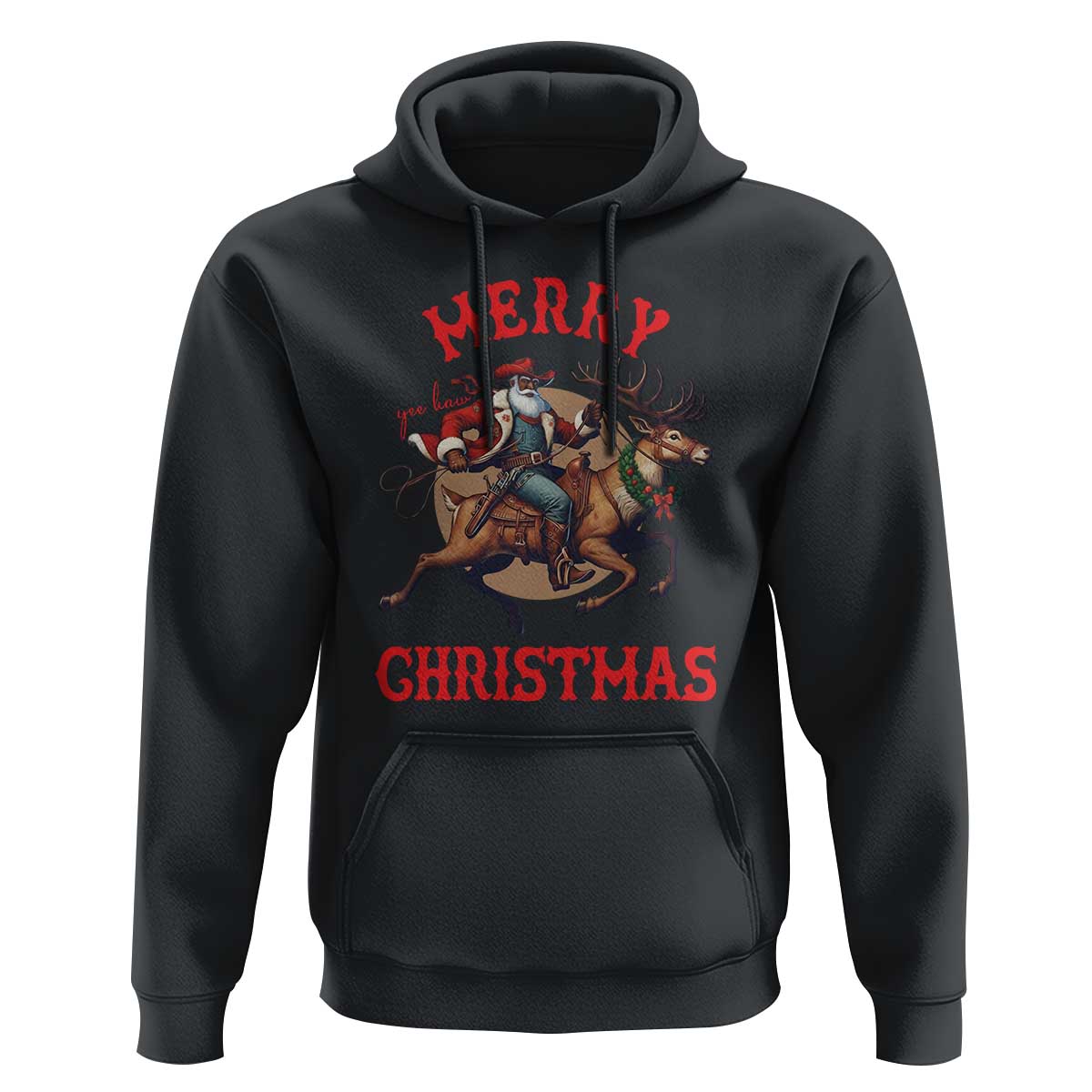Black Santa Claus Hoodie African American Cowboy Christmas - Wonder Print Shop