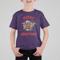 Black Santa Claus T Shirt For Kid African American Cowboy Christmas - Wonder Print Shop