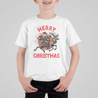 Black Santa Claus T Shirt For Kid African American Cowboy Christmas - Wonder Print Shop