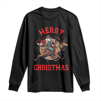 Black Santa Claus Long Sleeve Shirt African American Cowboy Christmas - Wonder Print Shop