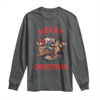Black Santa Claus Long Sleeve Shirt African American Cowboy Christmas - Wonder Print Shop