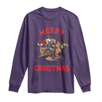 Black Santa Claus Long Sleeve Shirt African American Cowboy Christmas - Wonder Print Shop
