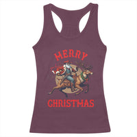 Black Santa Claus Racerback Tank Top African American Cowboy Christmas - Wonder Print Shop