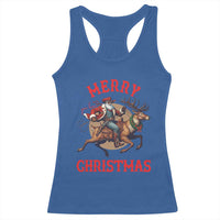 Black Santa Claus Racerback Tank Top African American Cowboy Christmas - Wonder Print Shop
