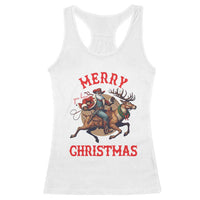 Black Santa Claus Racerback Tank Top African American Cowboy Christmas - Wonder Print Shop