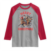 Black Santa Claus Raglan Shirt African American Cowboy Christmas - Wonder Print Shop