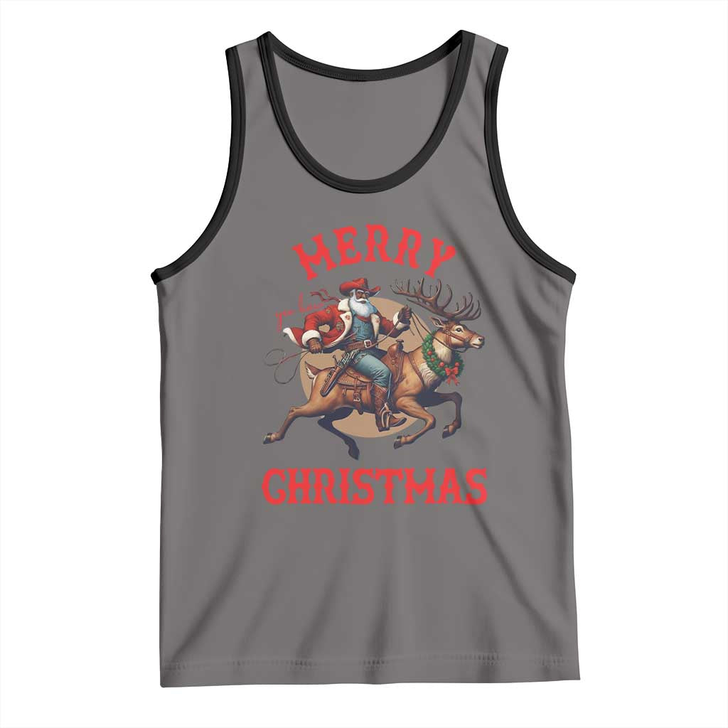 Black Santa Claus Tank Top African American Cowboy Christmas - Wonder Print Shop