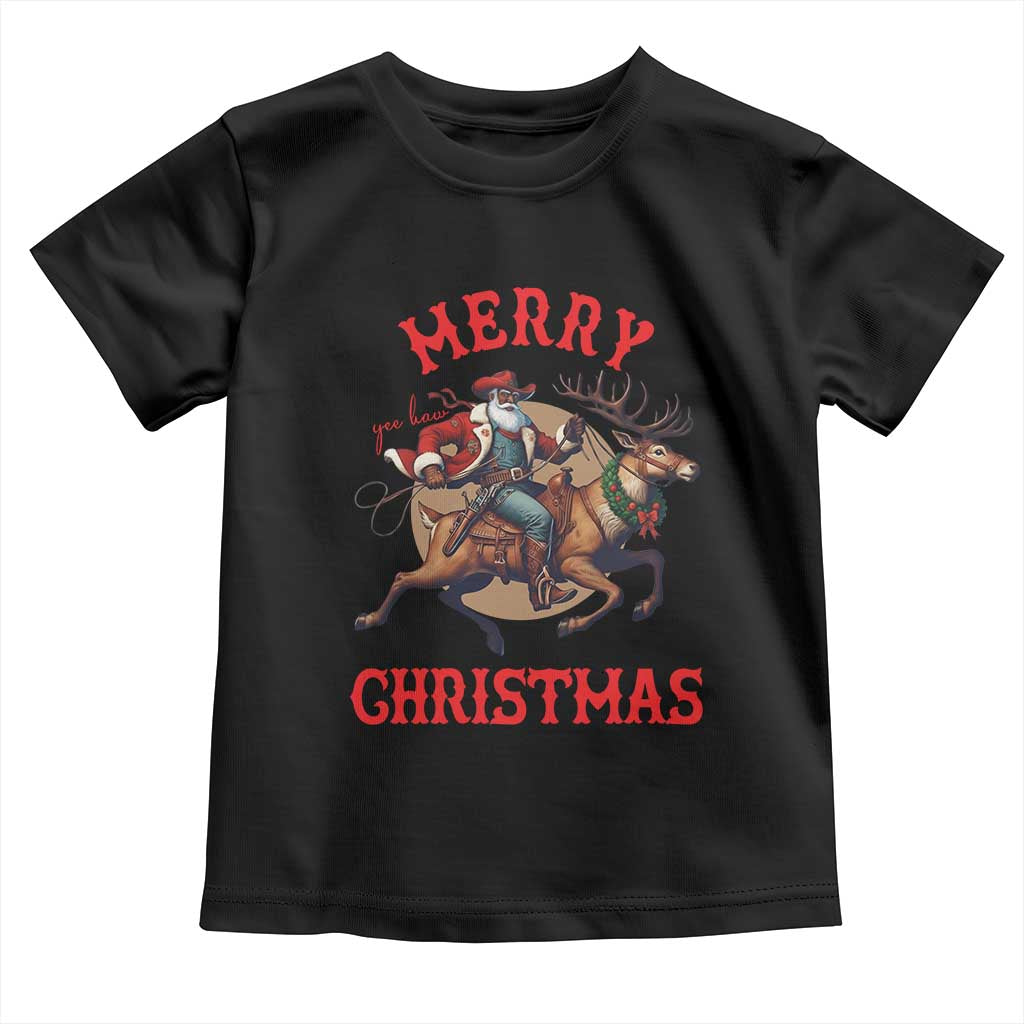 Black Santa Claus Toddler T Shirt African American Cowboy Christmas - Wonder Print Shop