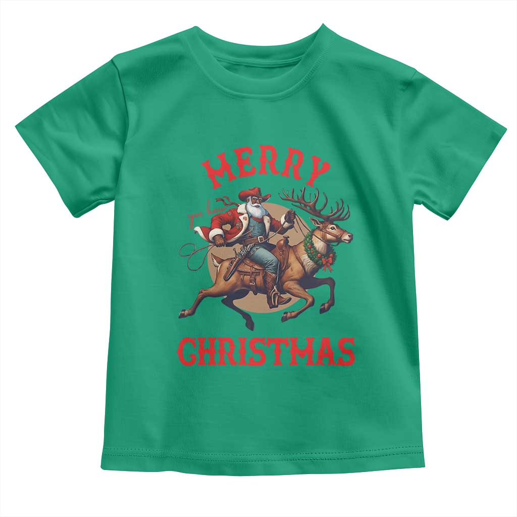 Black Santa Claus Toddler T Shirt African American Cowboy Christmas - Wonder Print Shop