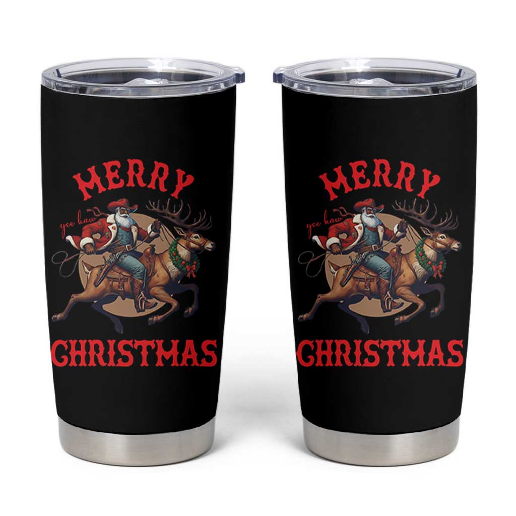 Black Santa Claus Tumbler Cup African American Cowboy Christmas - Wonder Print Shop