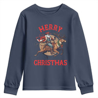 Black Santa Claus Youth Sweatshirt African American Cowboy Christmas - Wonder Print Shop