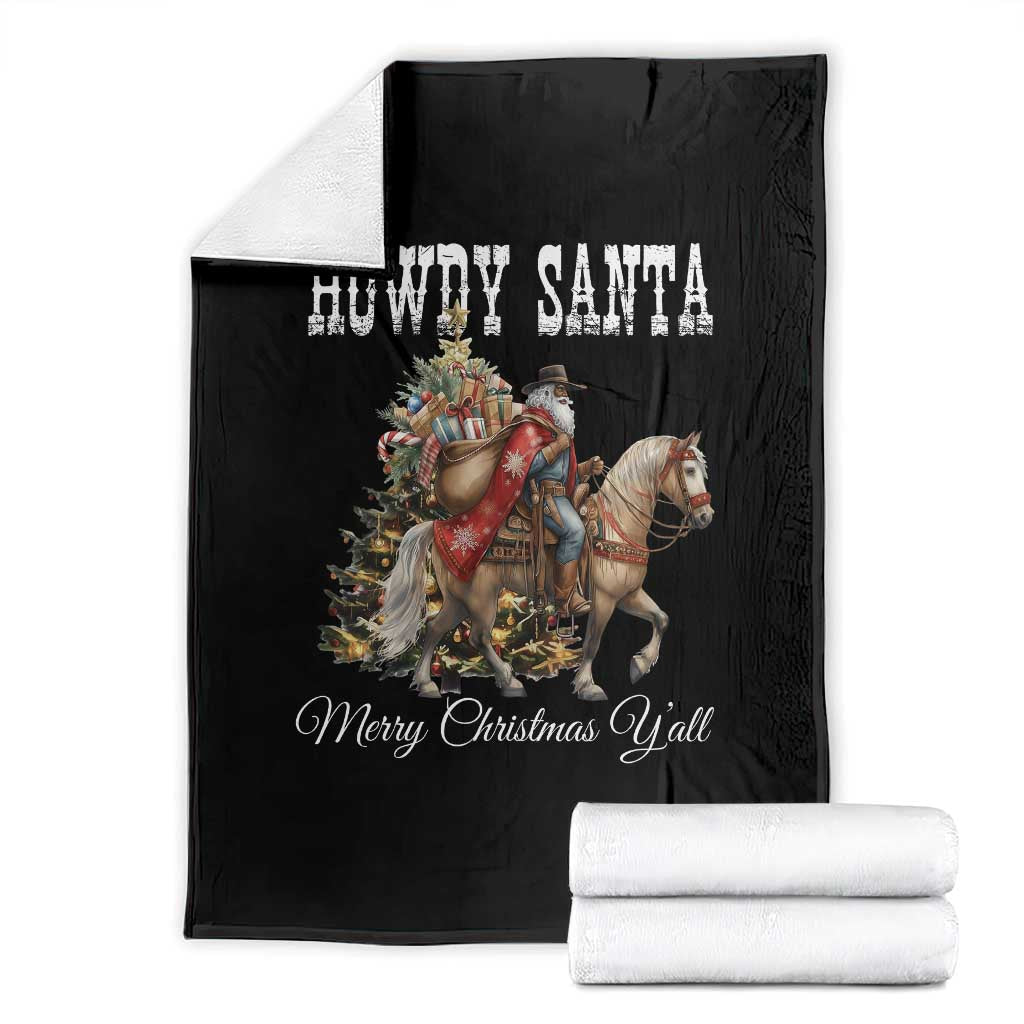 Black Santa Christmas Throw Blanket African American Western Cowboy - Wonder Print Shop