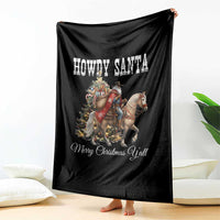 Black Santa Christmas Throw Blanket African American Western Cowboy - Wonder Print Shop