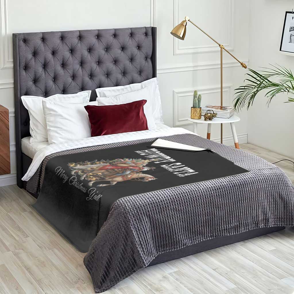 Black Santa Christmas Throw Blanket African American Western Cowboy - Wonder Print Shop