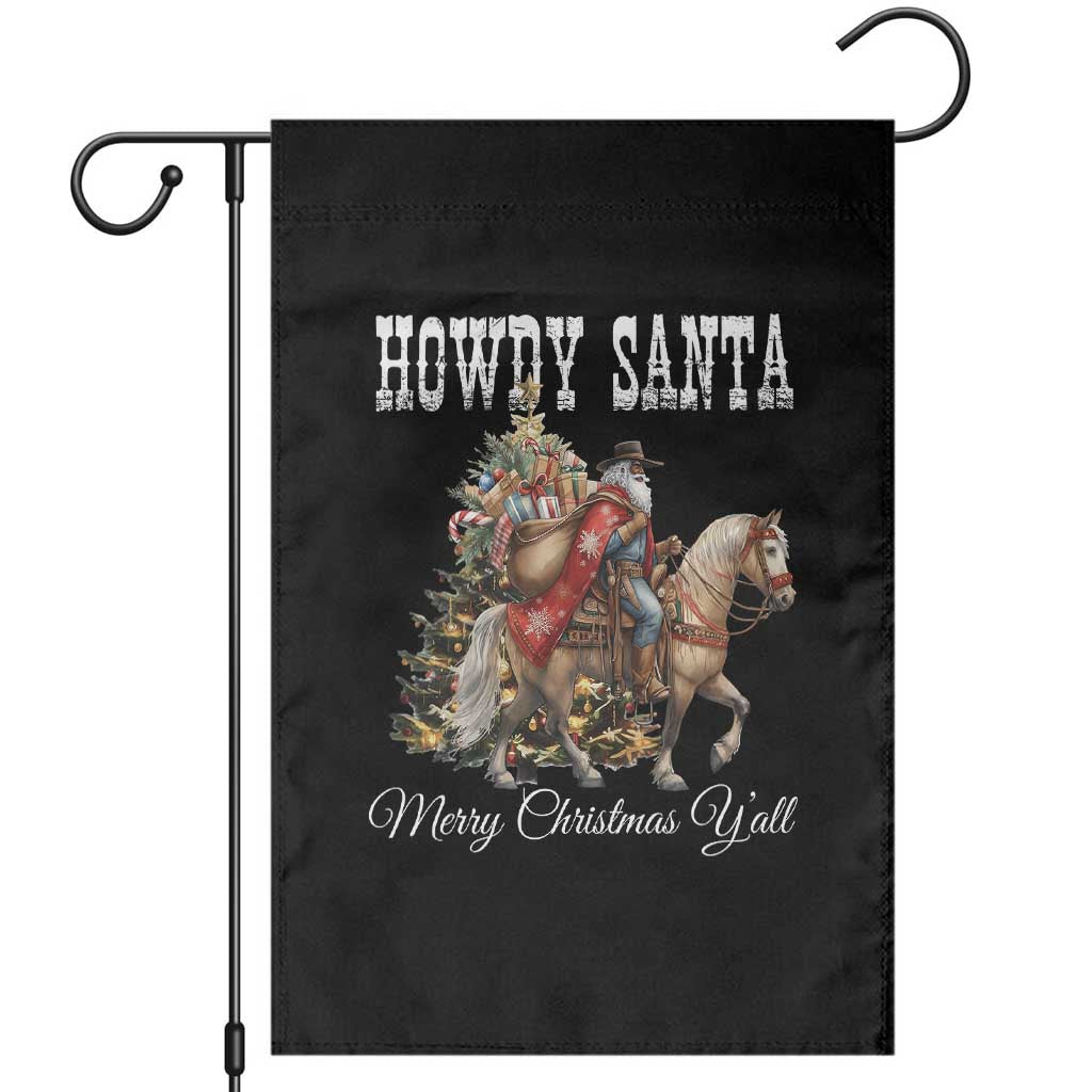 Black Santa Christmas Garden Flag African American Western Cowboy - Wonder Print Shop