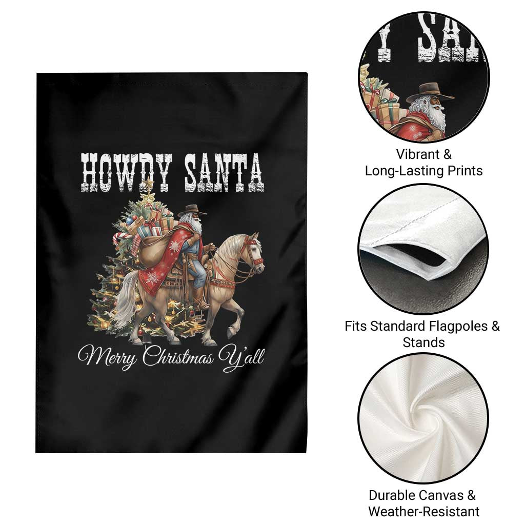 Black Santa Christmas Garden Flag African American Western Cowboy - Wonder Print Shop