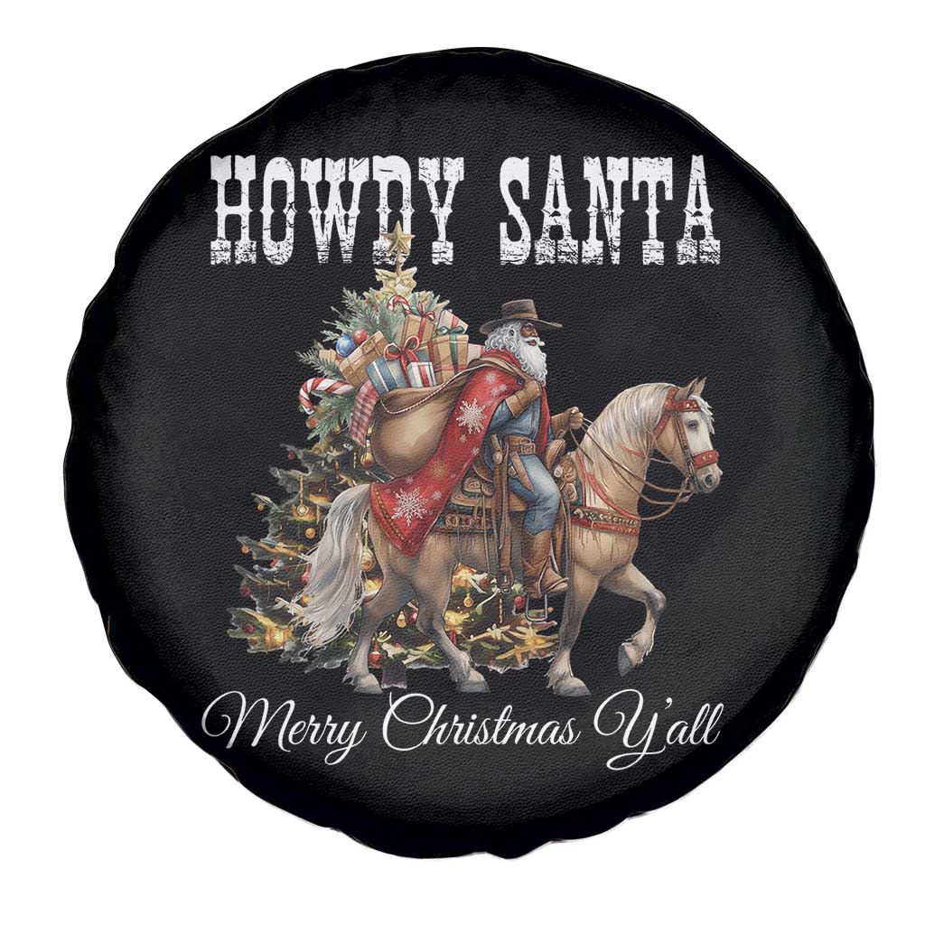 Black Santa Christmas Spare Tire Cover African American Western Cowboy - Wonder Print Shop