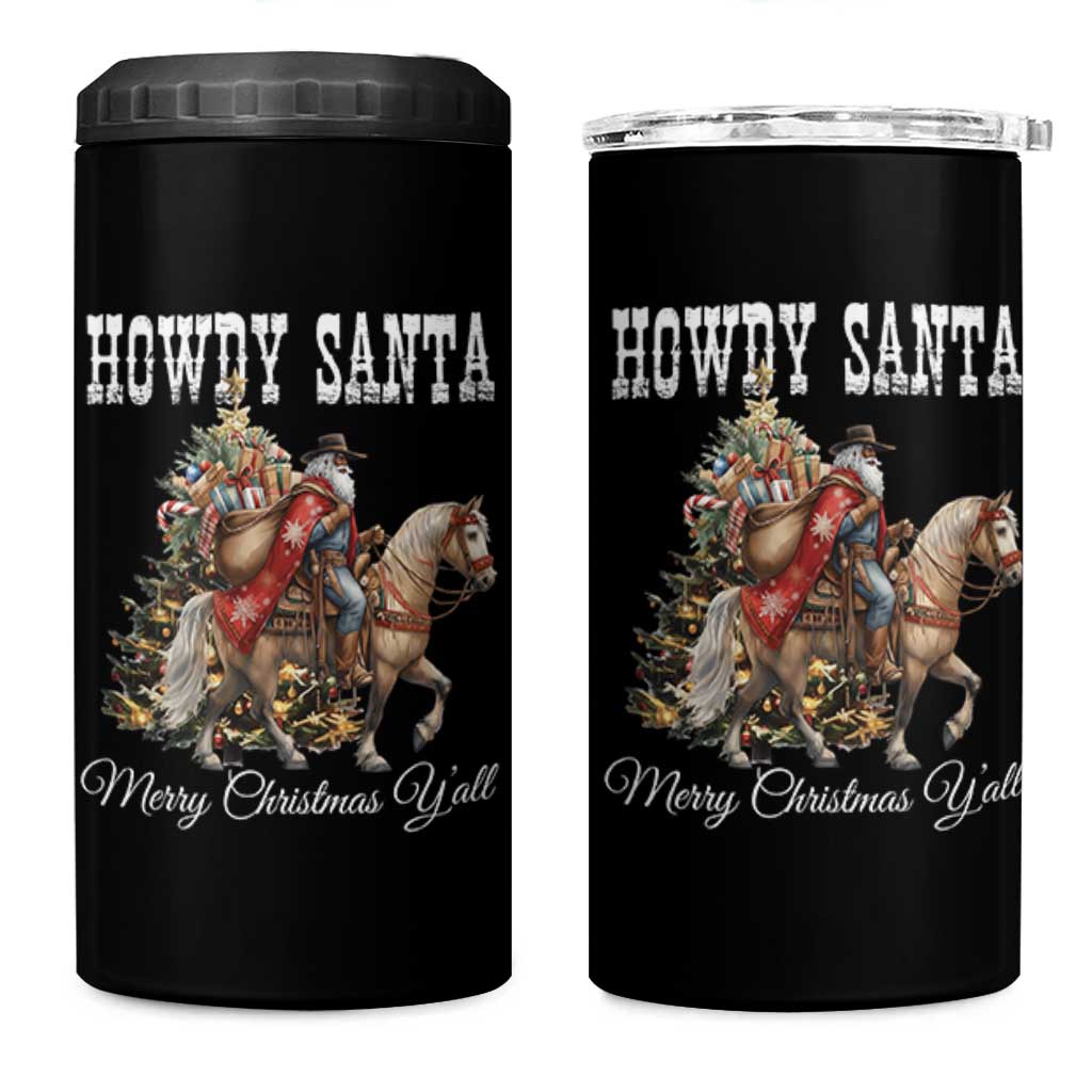 Black Santa Christmas 4 in 1 Can Cooler Tumbler African American Western Cowboy - Wonder Print Shop