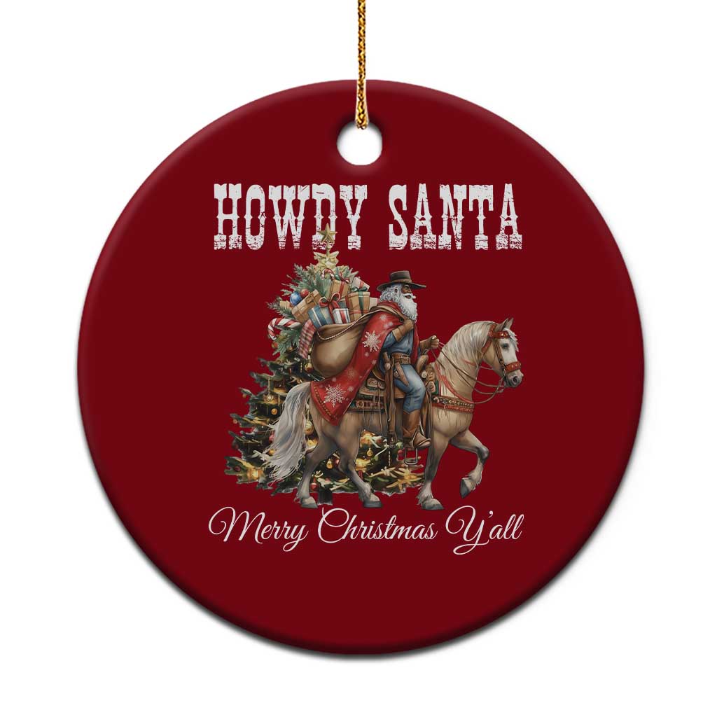 Black Santa Christmas Ceramic Ornament African American Western Cowboy - Wonder Print Shop