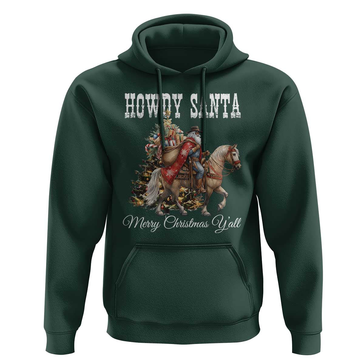Black Santa Christmas Hoodie African American Western Cowboy - Wonder Print Shop