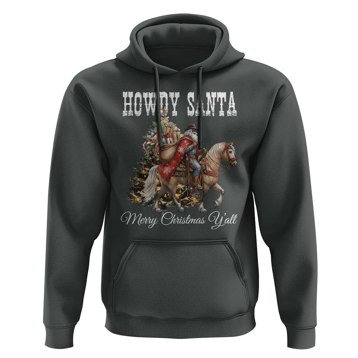 Black Santa Christmas Hoodie African American Western Cowboy - Wonder Print Shop