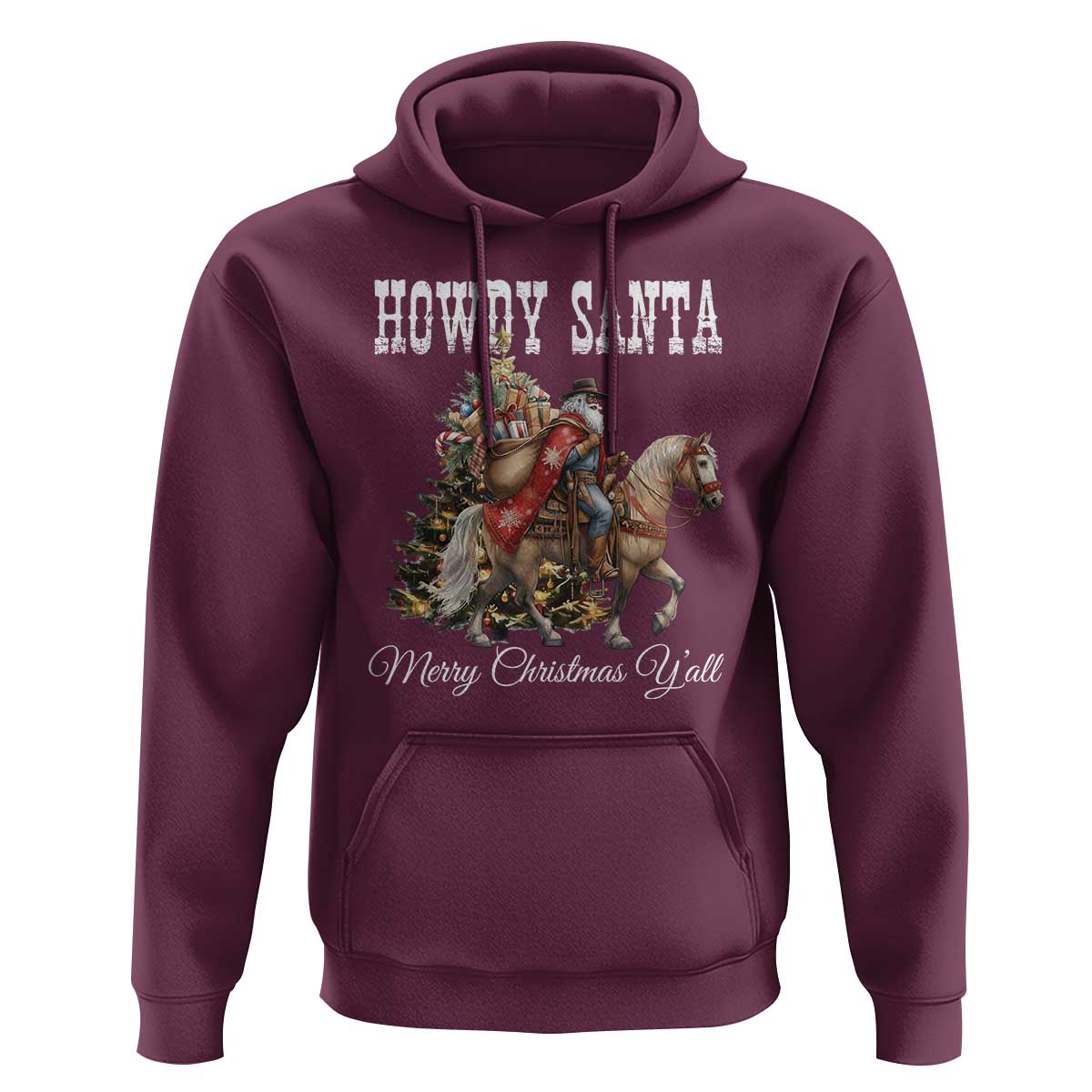 Black Santa Christmas Hoodie African American Western Cowboy - Wonder Print Shop