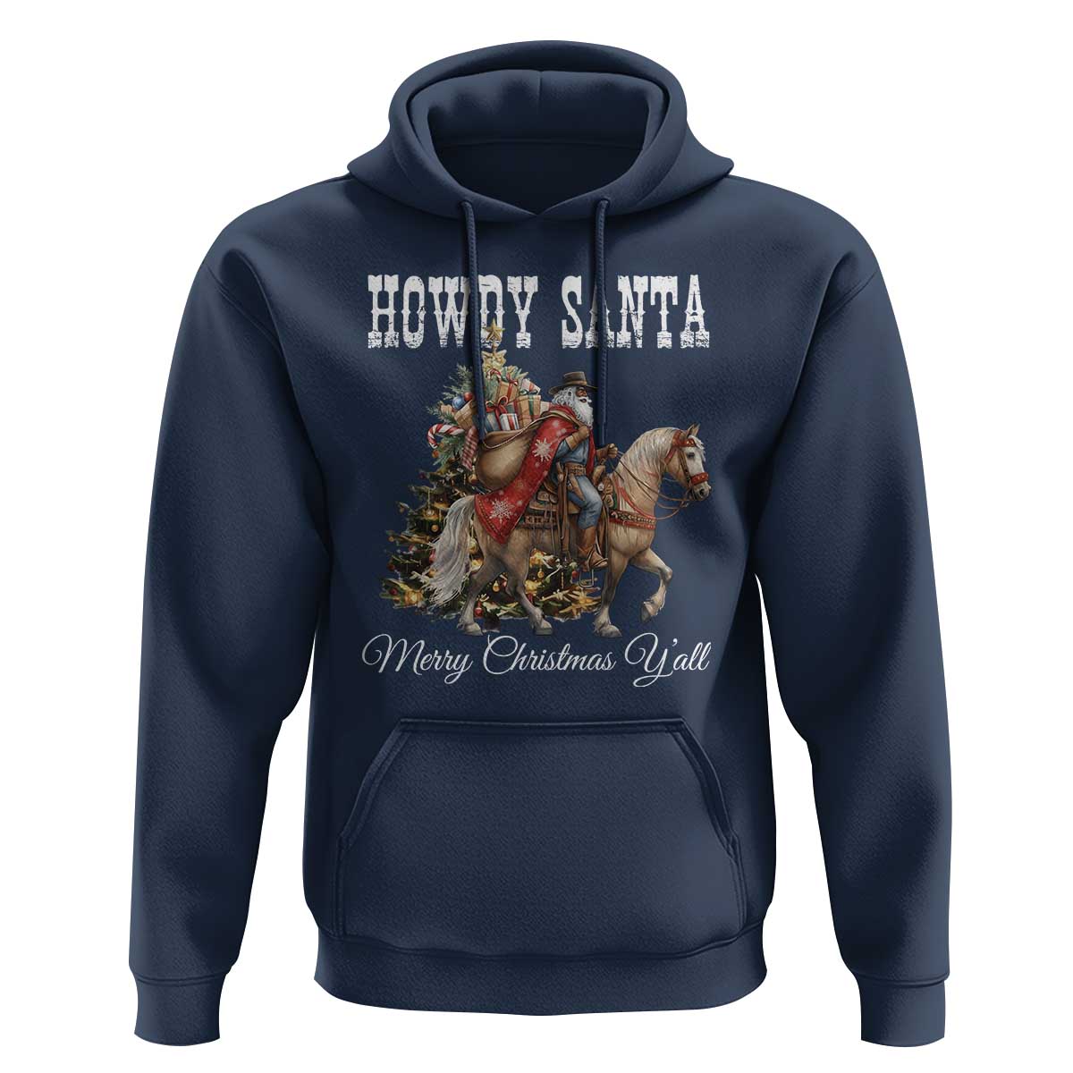 Black Santa Christmas Hoodie African American Western Cowboy - Wonder Print Shop