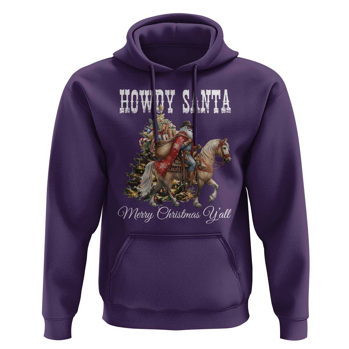 Black Santa Christmas Hoodie African American Western Cowboy - Wonder Print Shop