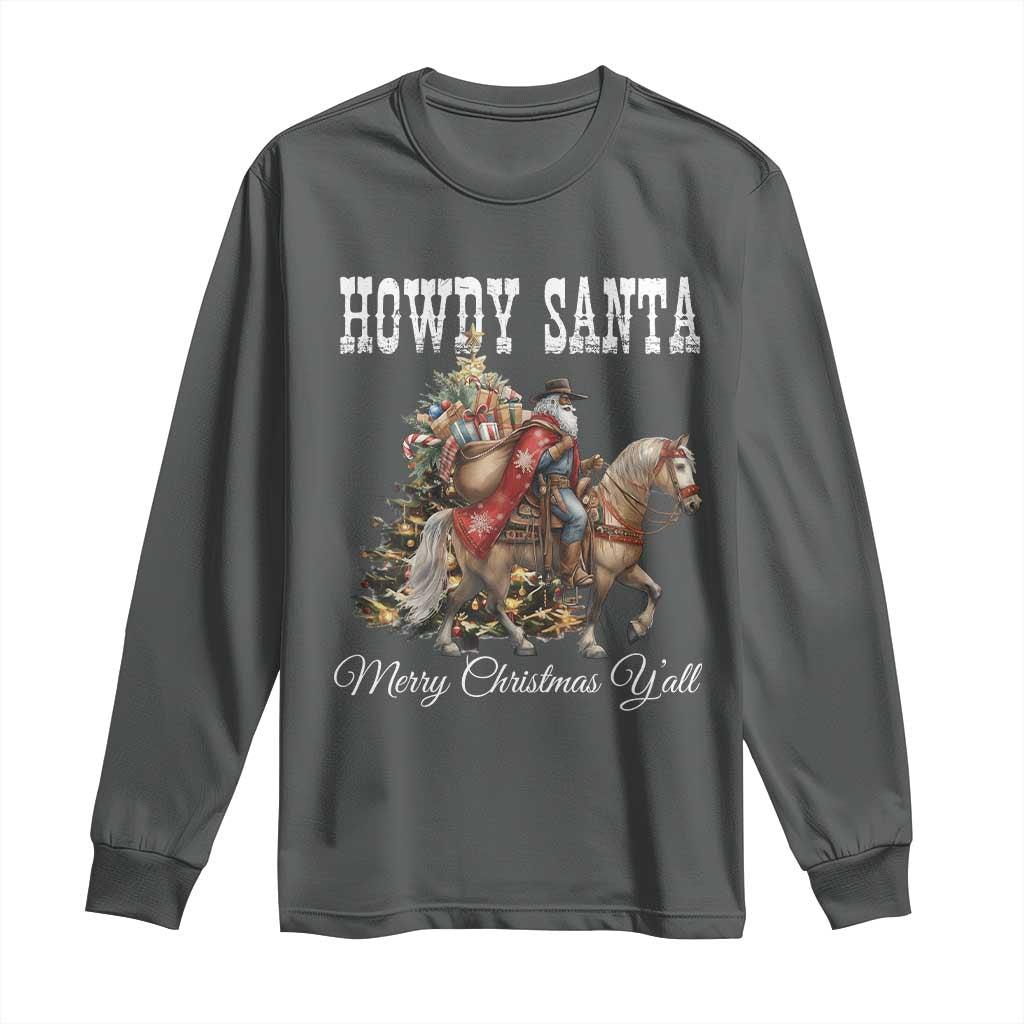 Black Santa Christmas Long Sleeve Shirt African American Western Cowboy - Wonder Print Shop