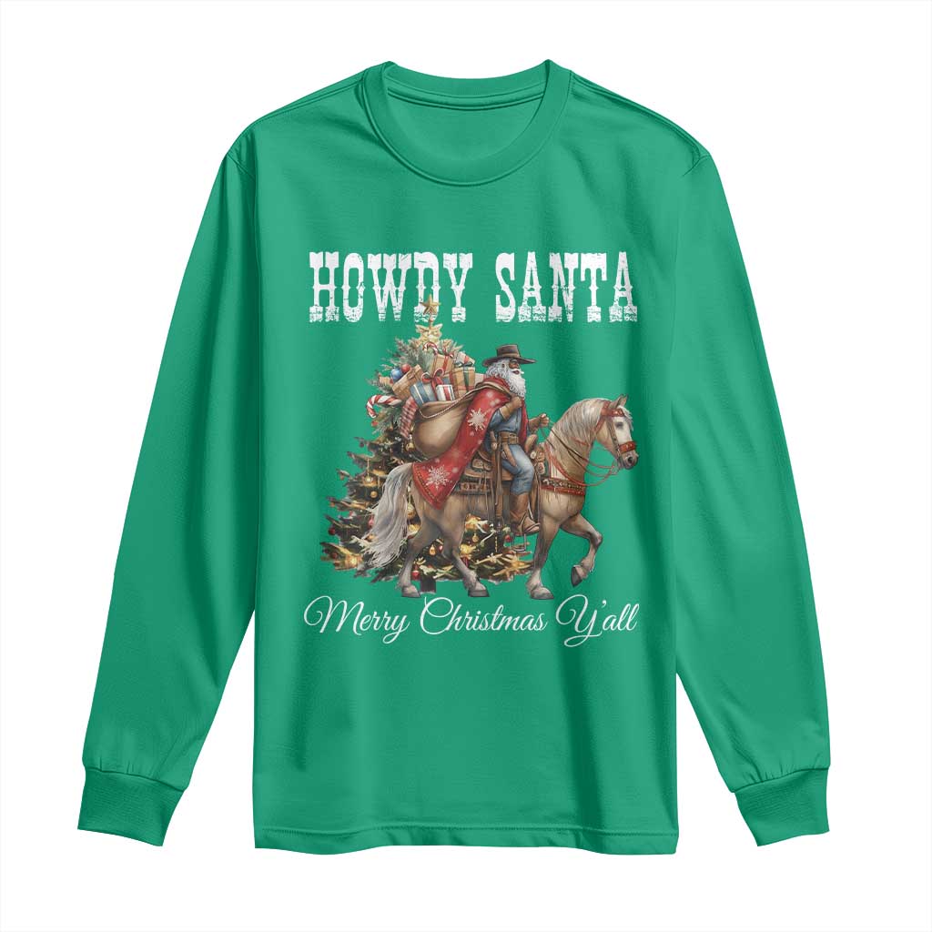 Black Santa Christmas Long Sleeve Shirt African American Western Cowboy - Wonder Print Shop