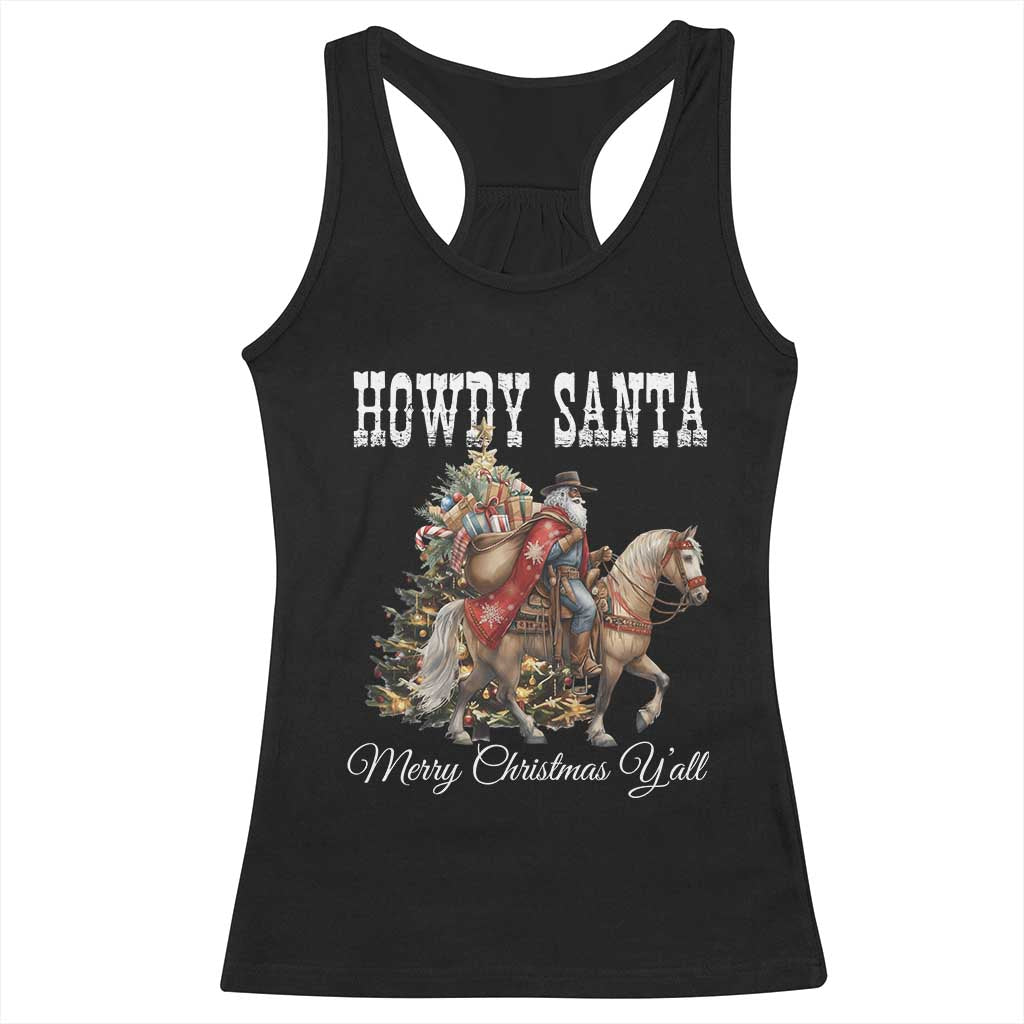 Black Santa Christmas Racerback Tank Top African American Western Cowboy - Wonder Print Shop