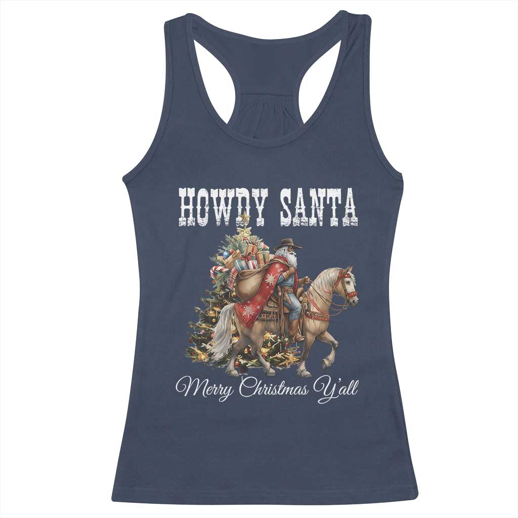 Black Santa Christmas Racerback Tank Top African American Western Cowboy - Wonder Print Shop