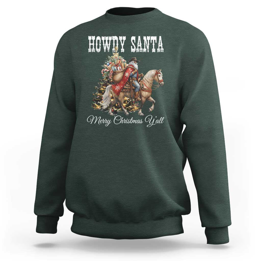 Black Santa Christmas Sweatshirt African American Western Cowboy - Wonder Print Shop