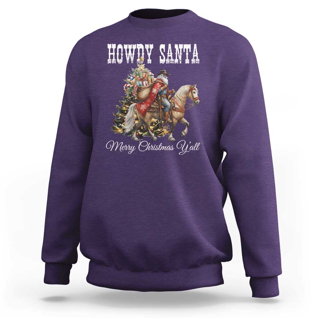 Black Santa Christmas Sweatshirt African American Western Cowboy - Wonder Print Shop