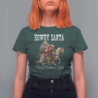Black Santa Christmas T Shirt For Women African American Western Cowboy - Wonder Print Shop