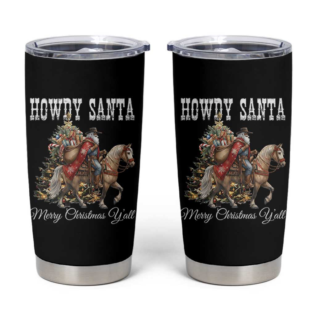 Black Santa Christmas Tumbler Cup African American Western Cowboy - Wonder Print Shop