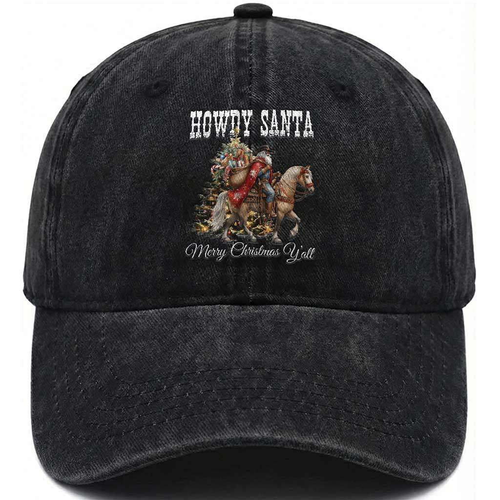 Black Santa Christmas Washed Cotton Baseball Cap African American Western Cowboy