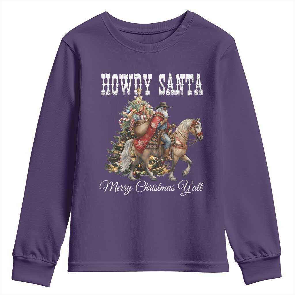 Black Santa Christmas Youth Sweatshirt African American Western Cowboy - Wonder Print Shop