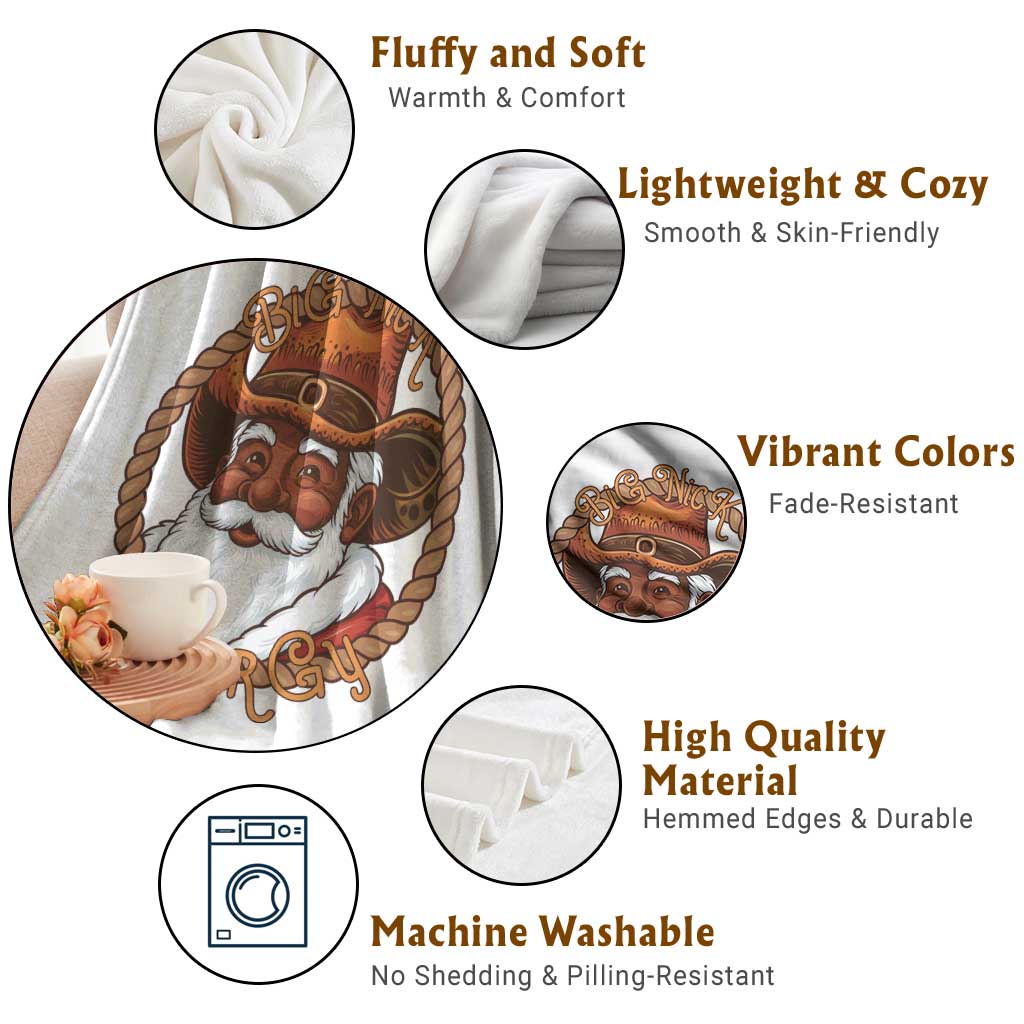 Black Santa Christmas Throw Blanket Big Nick Energy - Wonder Print Shop