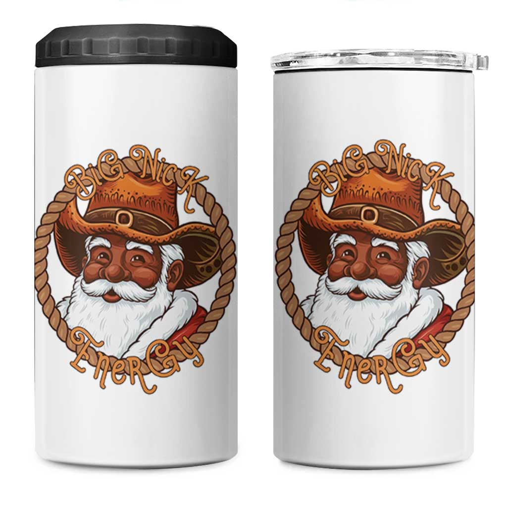 Black Santa Christmas 4 in 1 Can Cooler Tumbler Big Nick Energy - Wonder Print Shop