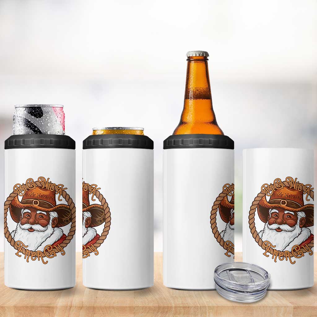 Black Santa Christmas 4 in 1 Can Cooler Tumbler Big Nick Energy - Wonder Print Shop