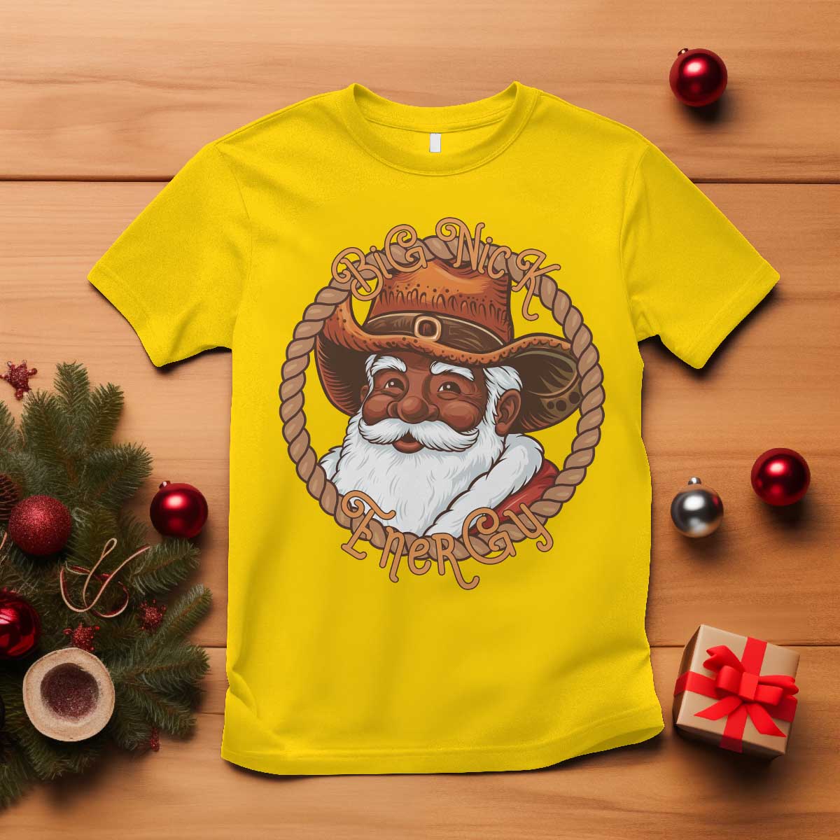 Black Santa Christmas T Shirt Big Nick Energy - Wonder Print Shop