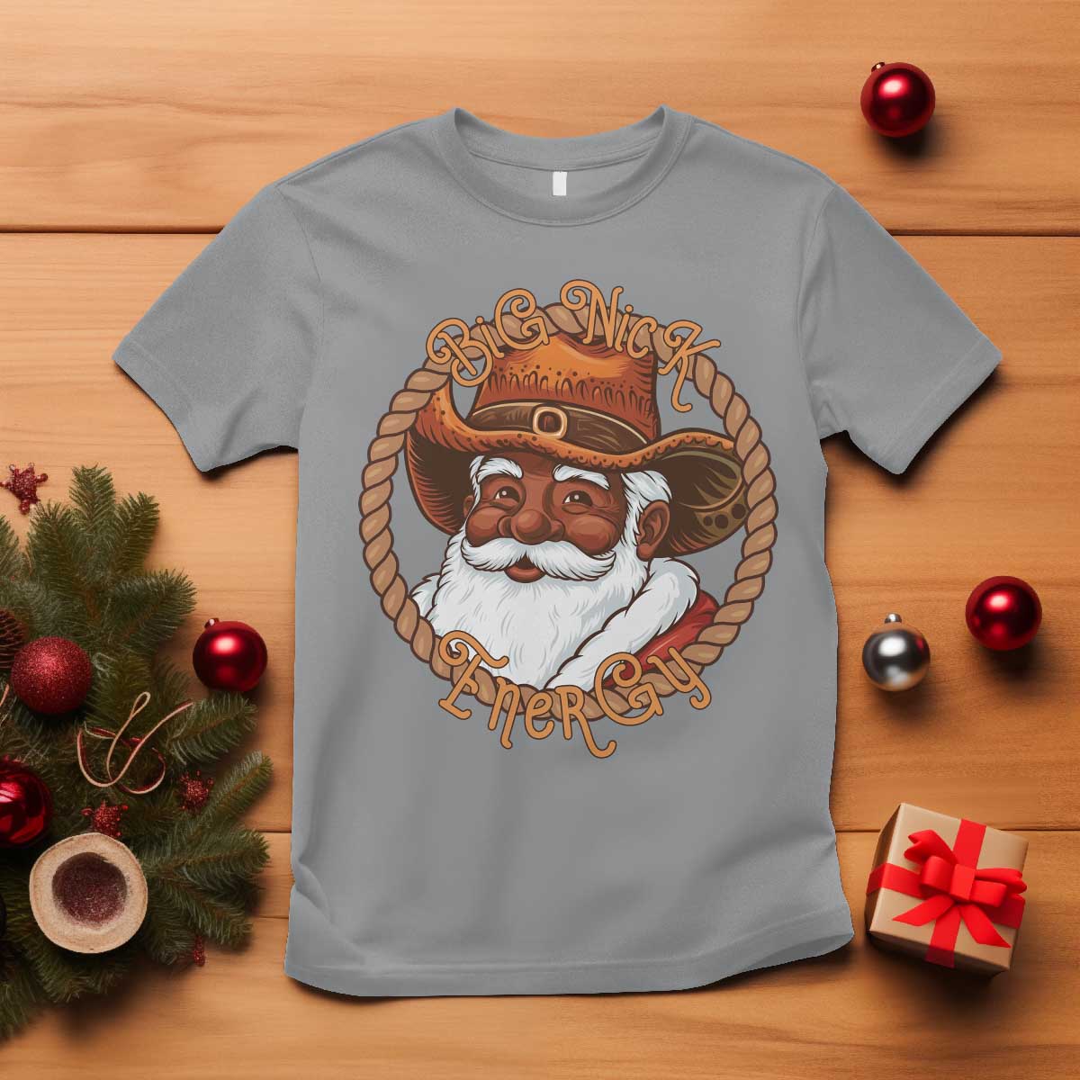 Black Santa Christmas T Shirt Big Nick Energy - Wonder Print Shop